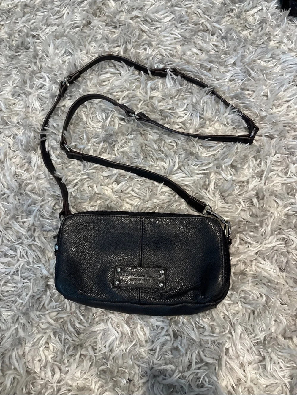 Y2K Vintage Tignanello Triple Compartment Leather Crossbody Bag NWOT